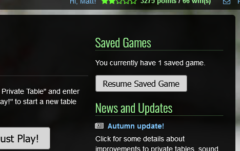 Saved games lobby